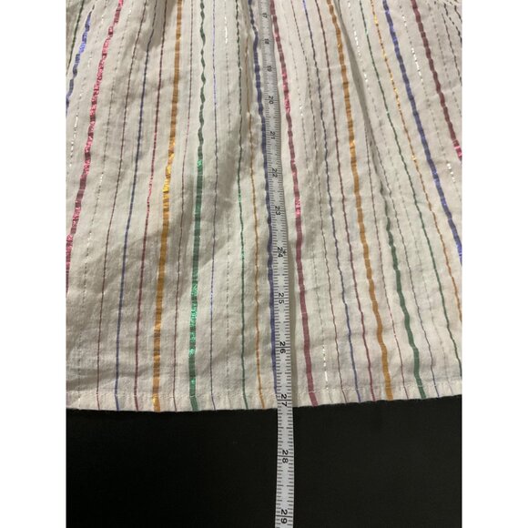 NEVER A WALLFLOWER White Metallic Multicolored Striped Top size Medium - Picture 12 of 13